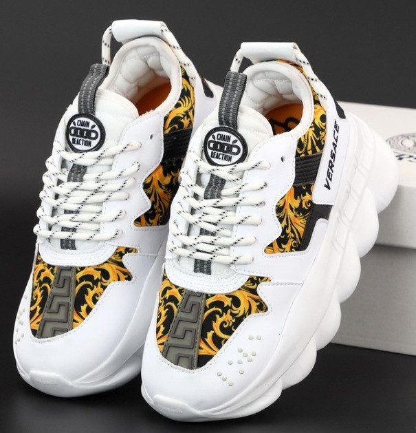 Жіночі кросівки Versace Chain Reaction White Gold 36-40р. весна осінь демісезонні. Живе фото. топ, фото 1