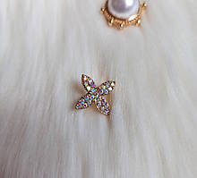 Брошка квітка Колір золото Металевий сплав Прозорі стрази 1.8 см x 1.8 см