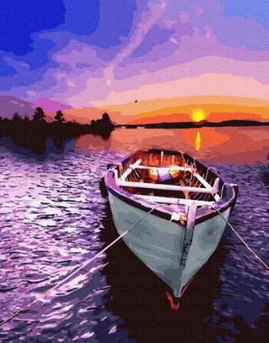 Картина за номерами Brushme. Човен на заході