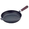 Сковорода чавунна Kamille 24.5 см з дерев'яною ручкою для індукції і газу для приготування їжі KM-4810V, фото 6