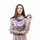 Атласна хустка з квітковим принтом 90х90см Кавова, фото 4