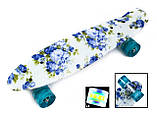 Penny Board "Blue Rose" Блискучі колеса, фото 2