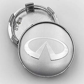Ковпачки (заглушки) в литі диски INFINITI (Інфініті) 60 мм Сріблясті Хром обідок