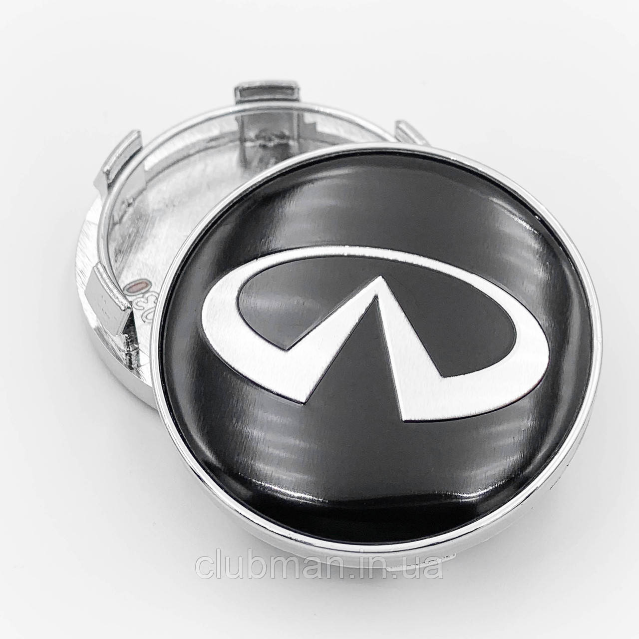 Ковпачки (заглушки) в литі диски INFINITI (Інфініті) 60 мм Чорні Хром ободок