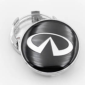 Ковпачки (заглушки) в литі диски INFINITI (Інфініті) 60 мм Чорні Хром ободок