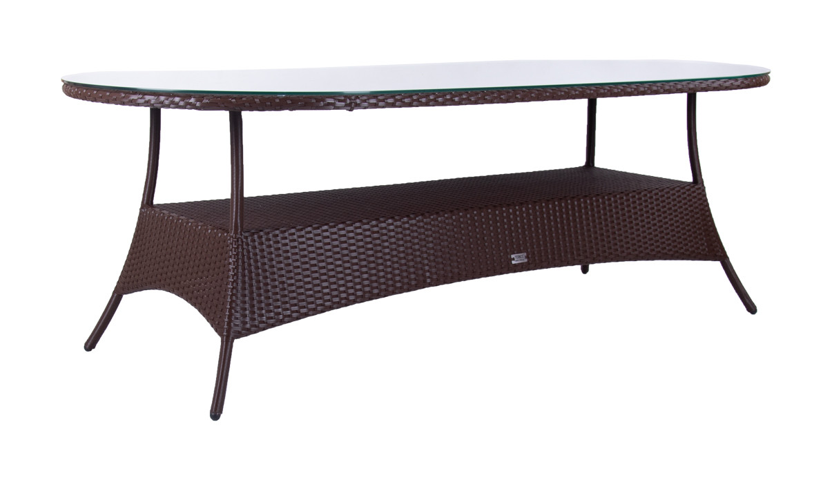 Стіл обідній овальний Барселона без скла, каркас сталь, позов, ротанг Коричневий 220х100х78 см (Terico ТМ)