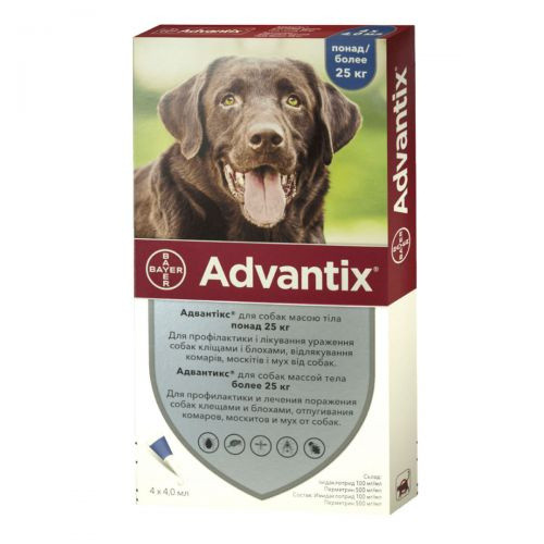 Advantix краплі на холку від кліщів, бліх та комарів от 25-40 кг - 1 піп.