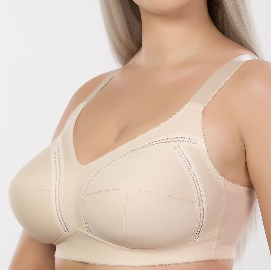 Бюстгальтер великого розміру без кісточок м'який бежевий, фото 1