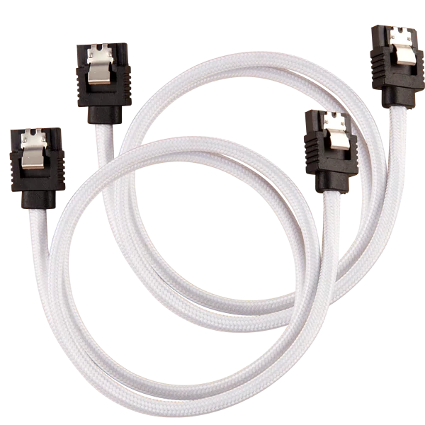 Кабель Corsair Premium Sleeved SATA 6Gbps Connector Cable (60 см, прямий) - білий (CC-8900253)