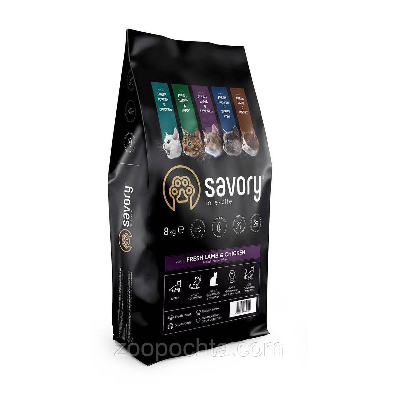 Сухий корм Savory Adult Cat Steril Fresh Lamb & Chicken 8 kg для стерілізованних котів з ягням і куркою 8 кг