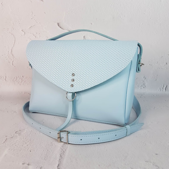 Сумка жіноча "Дороті" натуральна шкіра, небесно-блакитна матова, фото 1