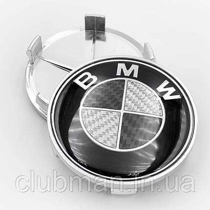 Ковпачки (заглушки) в литі диски BMW (БМВ) 68 мм Чорний Карбон (Справжнє вуглецеве волокно), фото 1