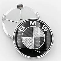 Ковпачки (заглушки) в литі диски BMW (БМВ) 68 мм Чорний Карбон (Справжнє вуглецеве волокно), фото 3
