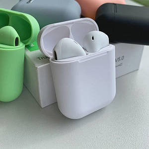 Бездротові навушники сенсорні білі InPods 12 TWS блютуз, матові Bluetooth навушники в стилі AirPods