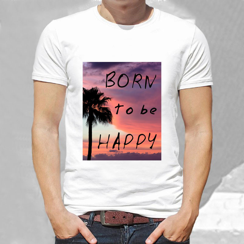 Стильна чоловіча футболка з принтом Born to be happy