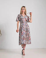 Романтичное женское платье с рукавом-воланом пастельного цвета 42, 44, 48, 50
