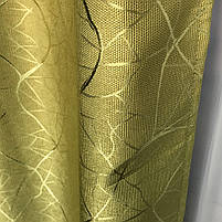 Оливкові однотонні готові штори портьєри льон блекаут, комплект щільних штор — солозахисних на вікно, фото 8