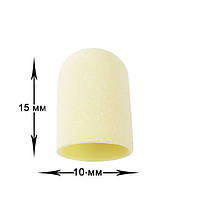 Абразивный песочный колпачок для насадки фрезера с резиновой основой d-10 мм 150 грит желтый