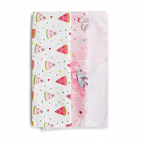 Набір пелюшок Twins 3 шт (фланель, муслін, водонепроникна), girl