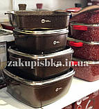 Набір каструль із гранітним антипригарним покриттям Higher Kitchen HK-308, каструлі з кришками, набір посуду, фото 3