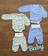 Трикотажный костюм для новорожденных, детский комплект боди с ползунами, ясельный тонкий набор