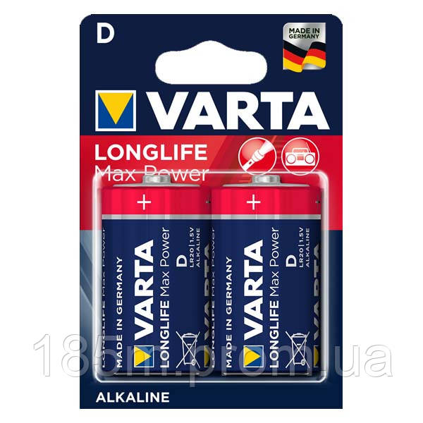 Батарейка VARTA LR20 4720 D LONGLIFE Max Power blist 2
