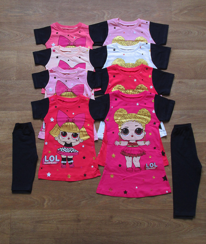 Літній костюм для дівчинки LЛОЛ,турецький дитячий трикотаж, одяг із Туреччини, інтернет магазин, стрейч кулір