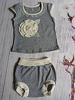 Літній ясельний костюм для дівчинки, дитячий трикотажний комплект (набір) для новонароджених