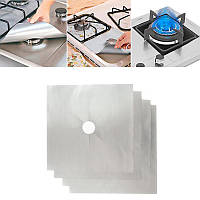 Многоразовые Серые защитные накладки (27х27см) для газовой плиты, антипригарный коврик, накладка на плиту (TI)