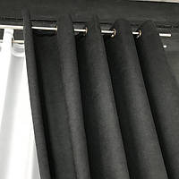 Готовая штора на кольцах люверсах из микровелюра 200x270 cm (1 шт) Черный