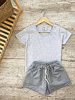 Женский летний комплект серая футболка и серые шорты
