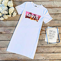 Универсальное белое платье-футболка с принтом "Levi s"