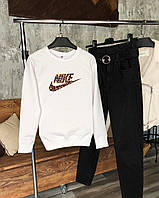 Женский белый свитшот с принтом "Leopard Nike"