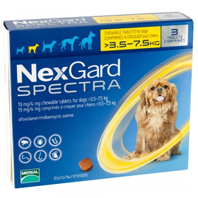 Таблетки від бліх, кліщів і глистів Nexgard Spectra для собак від 3,5-7,5 кг