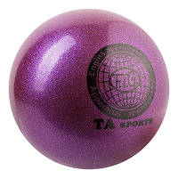 Мяч гимнастический TA SPORT 280 грамм 16 см с глиттером TA280, Фиолетовый