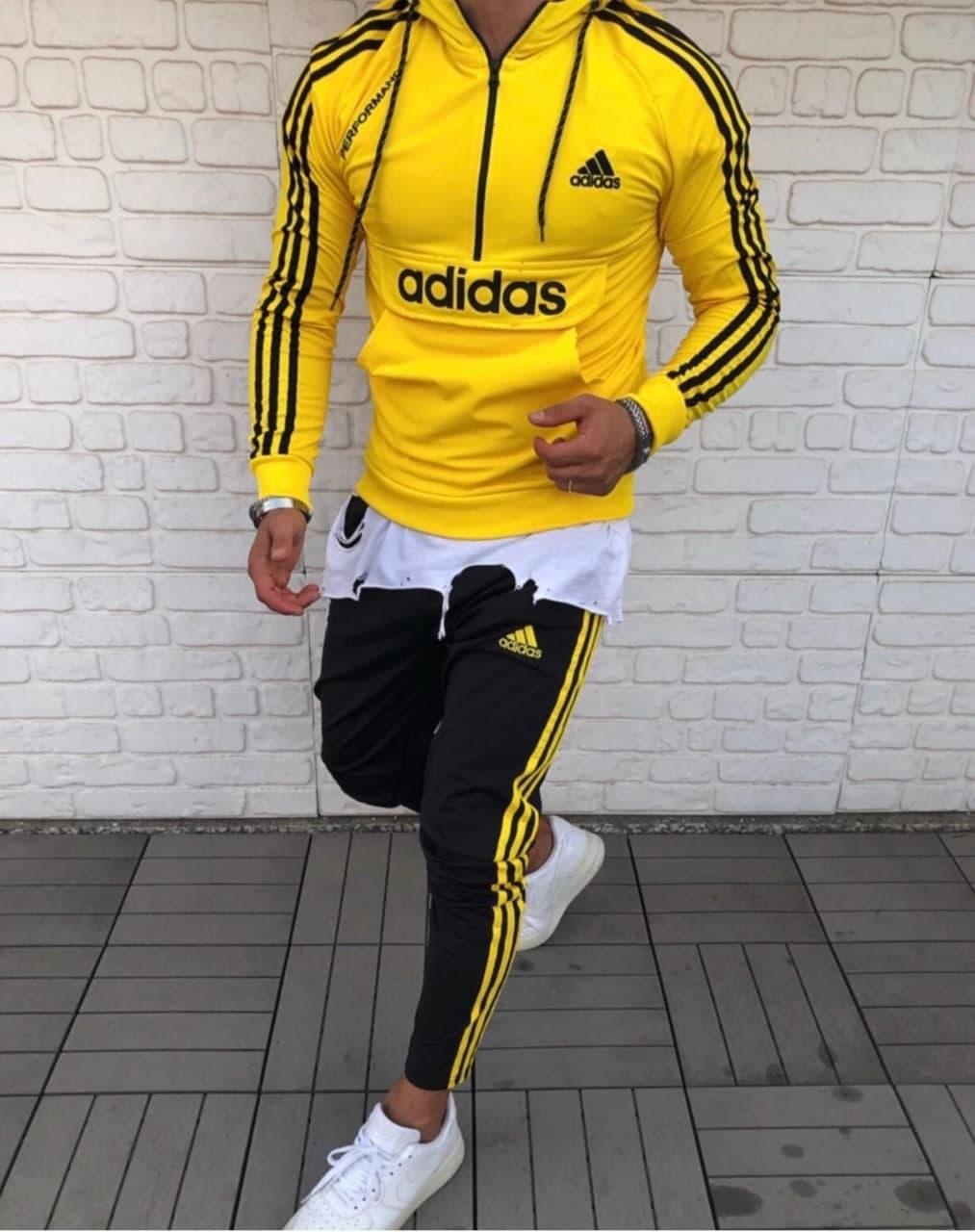 Adidas спортивний костюм чоловічий жовтий стильний яскравий весна літо осінь з капюшоном