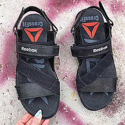 Босоніжки шльопанці чоловічі шкіряні спортивні Reebok ,Босоніжки чоловічі шкіряні чорні спортивні