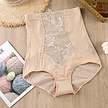 Стягувальні труси, висока посадка. Великі розміри ХЛ-5ХЛ коригувальна бежева білизна, фото 5