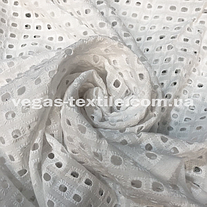 Тканина Батист вишивка (прошва) Біла