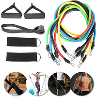 Набір трубчастих еспандерів гумок для фітнесу 5 джгутів JT-003 + Чохол (14373)