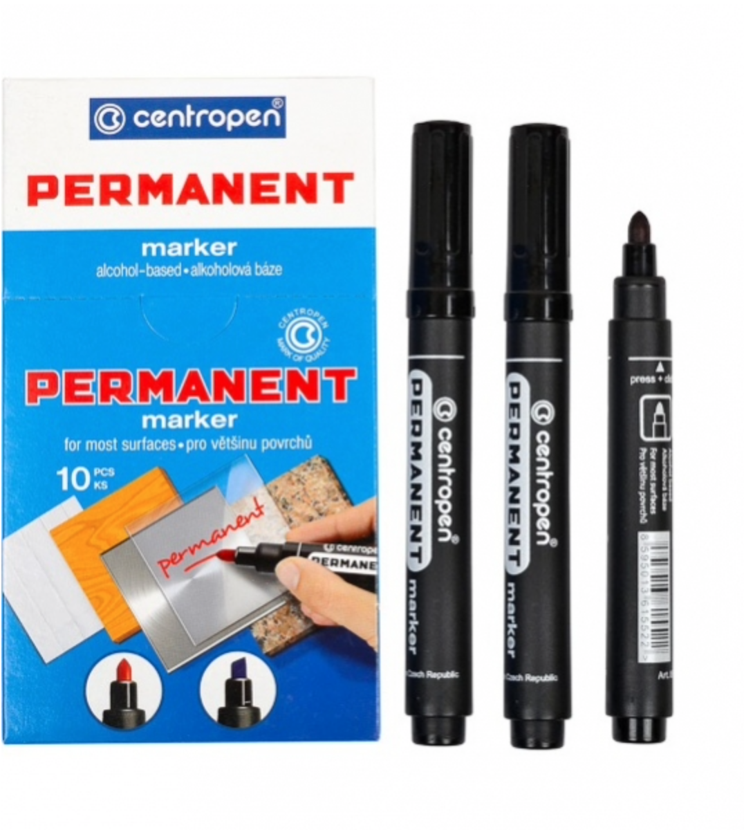 Маркер перманентний Centropen 2,5 мм чорний 8566, фото 1