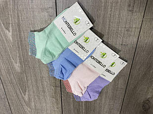 Дитячі шкарпетки Montebello асорті з люрексовою гумкою сiтка бамбук короткі 12 пар/уп