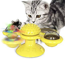 Іграшка для котів спінер PetFun Карусель з котячою м'ятою та світлодіодною кулькою