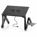 Стіл підставка для ноутбука з охолодженням Laptop Table T8 Чорний, фото 3