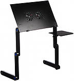 Стіл підставка для ноутбука з охолодженням Laptop Table T8 Чорний, фото 5