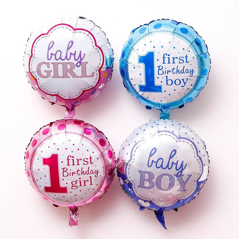 Кулі фольговані 1 first Birthday boy. 1 first Birthday girl Розмір — 45 см