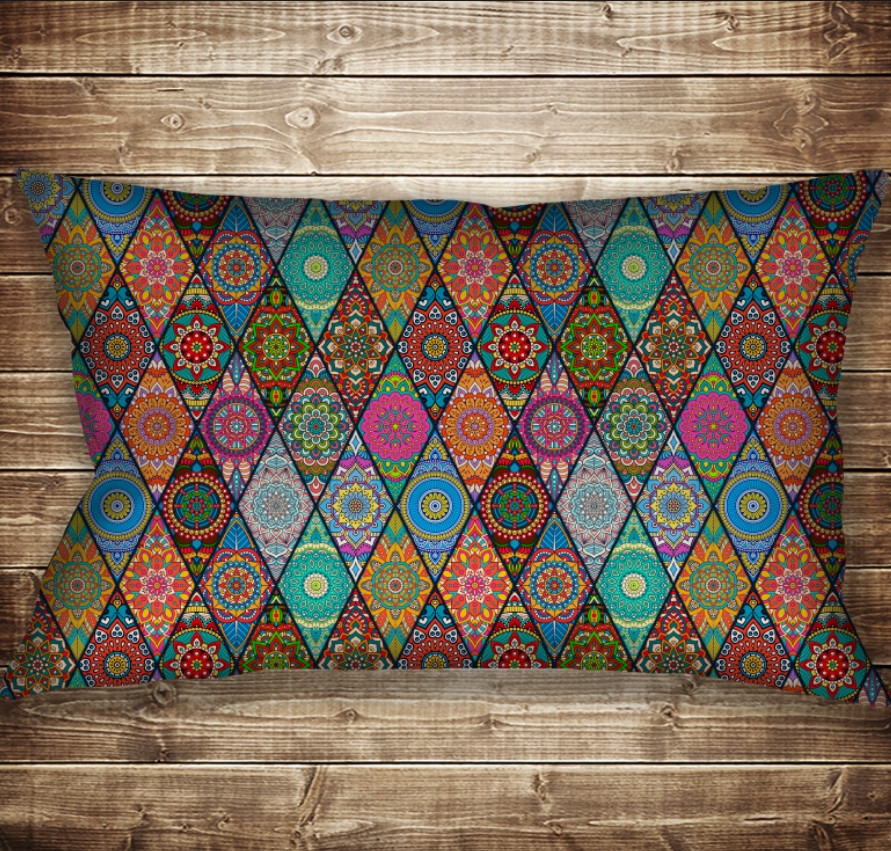 Подушка-картина с принтом на тему: Печворк Колор. Patchwork color. 50 х 70 см