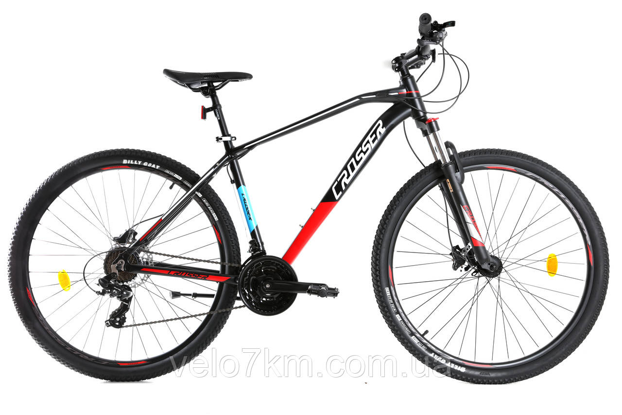 Горный алюминиевый велосипед Crosser Jazz 29" рама 19" комплектация Shimano,быстрый съем колес красный
