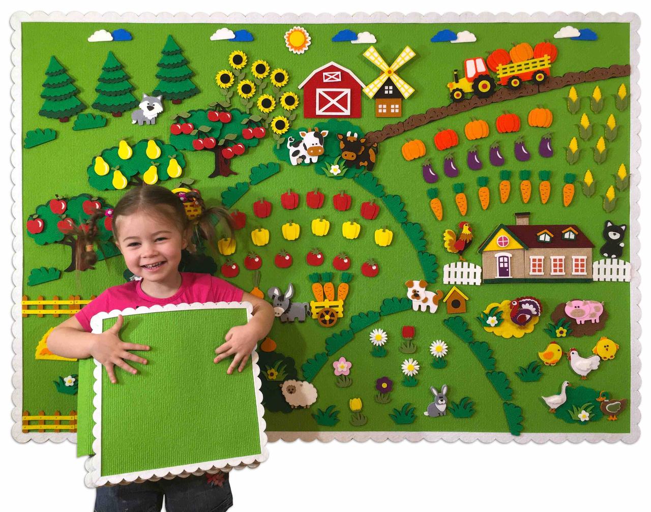 Дитячий розвивальний інтерактивний килимок на липучках Wonderwall® "Ферма Максі" Premium
