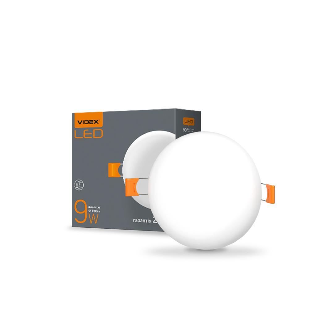 Світильник LED 9W безрамковий круглий врізний VIDEX 4100K білий VL-DLFR-094